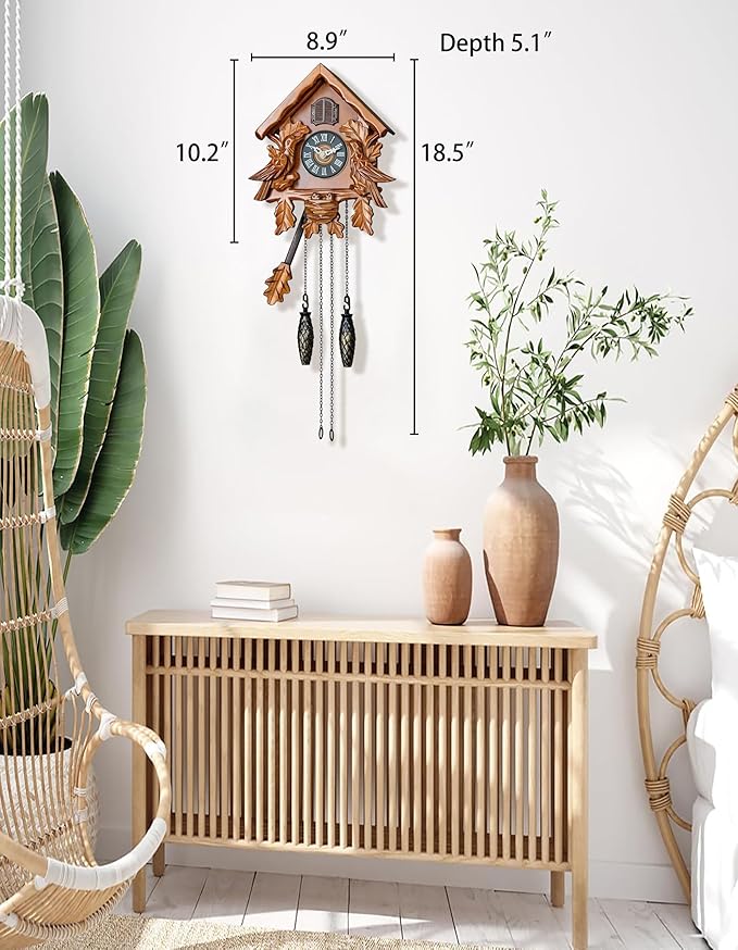 Cuckoo Clocks with Night Mode, Singing Bird and Carved Wood Decorations, AT-10007/10008/10009