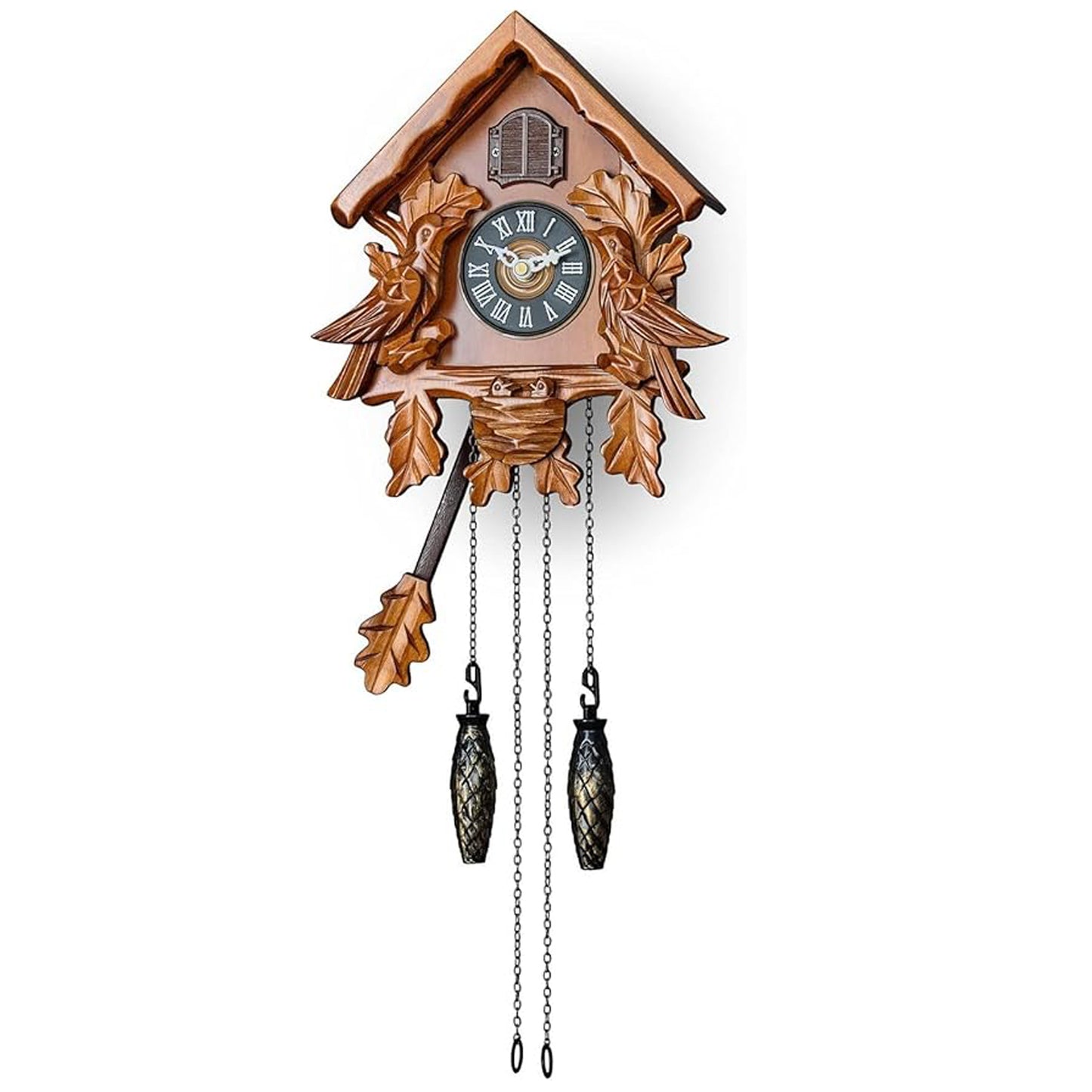 Cuckoo Clocks with Night Mode, Singing Bird and Carved Wood Decorations, AT-10007/10008/10009