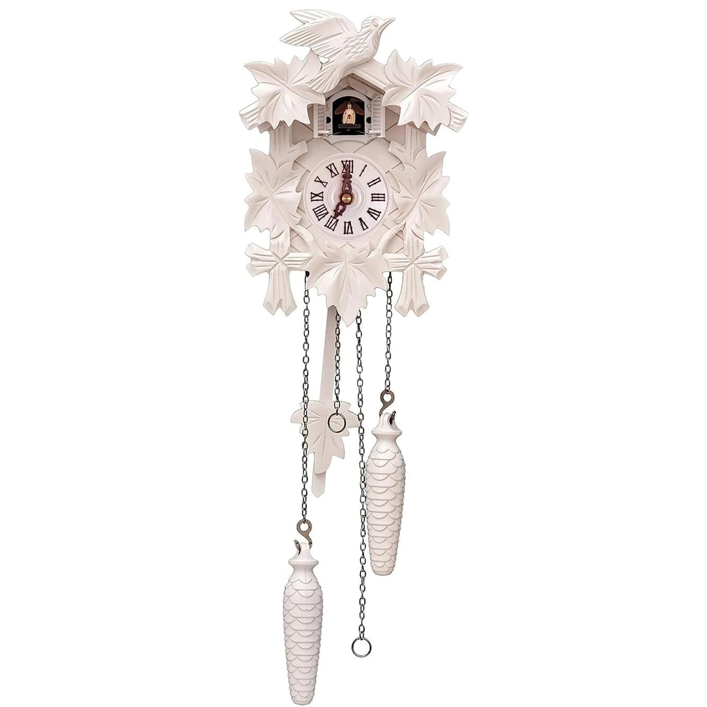 Quartz Cuckoo Clock 5-Leaves, with Singing Bird,Night Mode and Swinging Pendulum, Quartz Cuckoo Clock for Wall, AT-10001/10002/10003