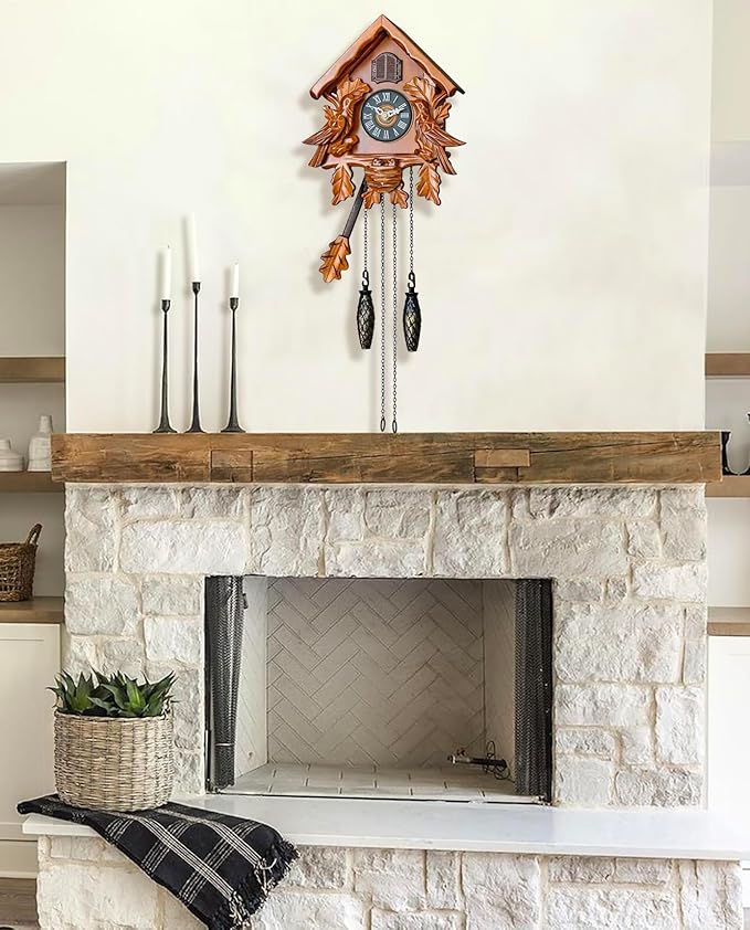Cuckoo Clocks with Night Mode, Singing Bird and Carved Wood Decorations, AT-10007/10008/10009