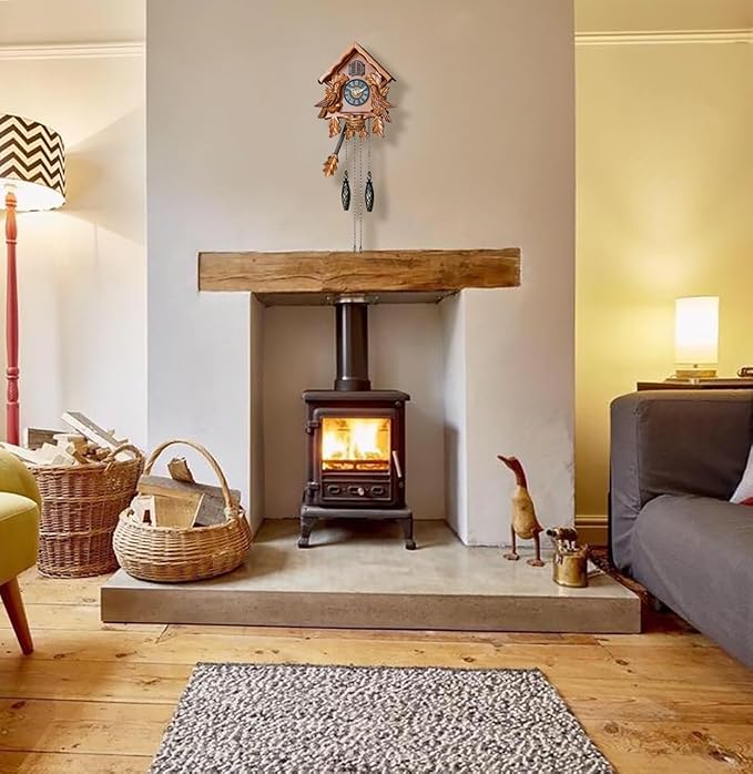 Cuckoo Clocks with Night Mode, Singing Bird and Carved Wood Decorations, AT-10007/10008/10009