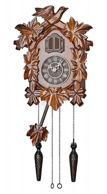 Quartz Cuckoo Clock 5-Leaves, with Singing Bird,Night Mode and Swinging Pendulum, Quartz Cuckoo Clock for Wall, AT-10010/10011/10012